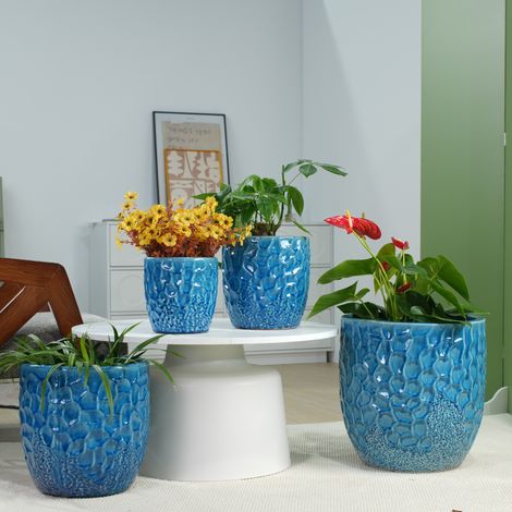 Vasi da fiori in ceramica 4 pezzi blu, Ø38/30/22,5/18 cm DESVIAE (1/5)