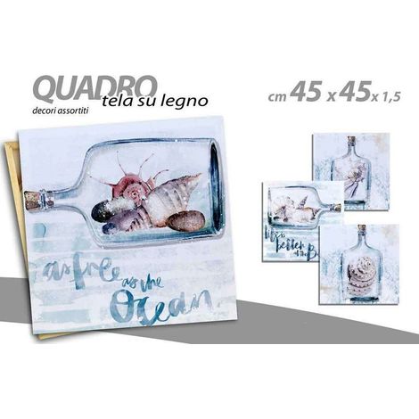 TRADE SHOP - Quadro Quadretto Decorativo 45x45x1,5 Cm Tela Su Legno Deluxe Decori Ass. 743740 - (1/3)