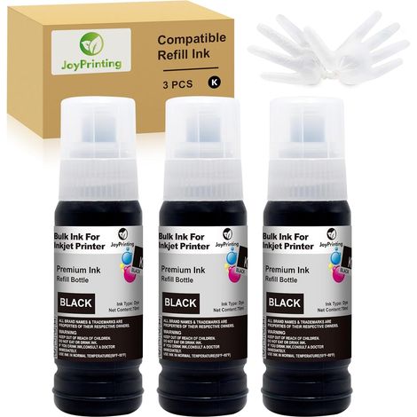Encre Noir Compatible avec Epson E104 Ecotank Bouteille d'encre Multipack Cartouches pour Ecotank ET-2820 ET-2710 ET-2720 ET-2815 ET-2810 ET-2826 ET-1810 ET‑2711 ET-2712 ET-2714 (1/5)