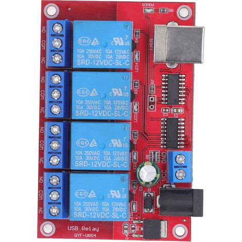 Module relais 4 canaux avec pilote USB, carte relais CC sans fil, commande par ordinateur, carte PLC, 3 modes de fonctionnement, 12 V (1/5)