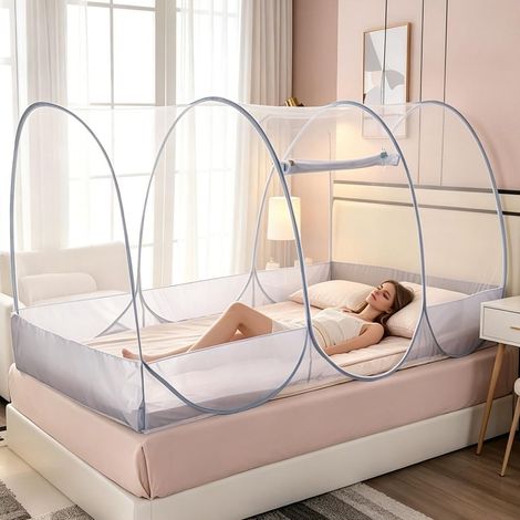 Moustiquaire pour lit, 190 x 90 x 90 cm, avec fermeture éclair, pliable, portable, pour lit, voyage, lits superposés, dortoirs, camping en plein air