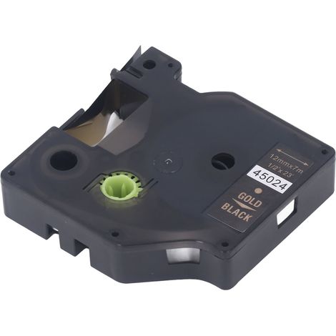 Ruban pour étiqueteuse 12mm 7m imperméable résistant à l'huile encre durable adhésif longue tenue compatible LM210D LP420 M500TS doré sur noir (1/5)