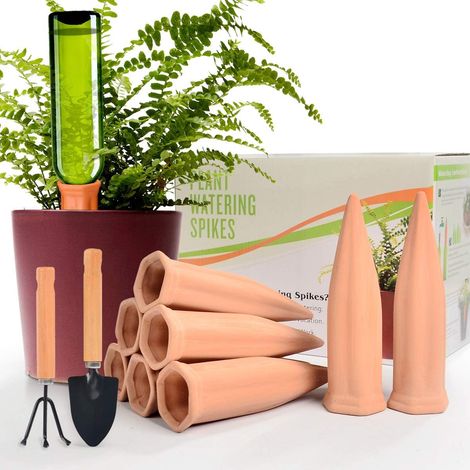 Lot de 8 Piquet d'arrosage, Terre cuite, Pour bouteille long goulot, Arrosage automatique, Jardin et intérieur (1/5)