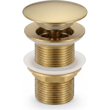 Válvula Click Clack para lavabo sin rebosadero acero inoxidable Oro