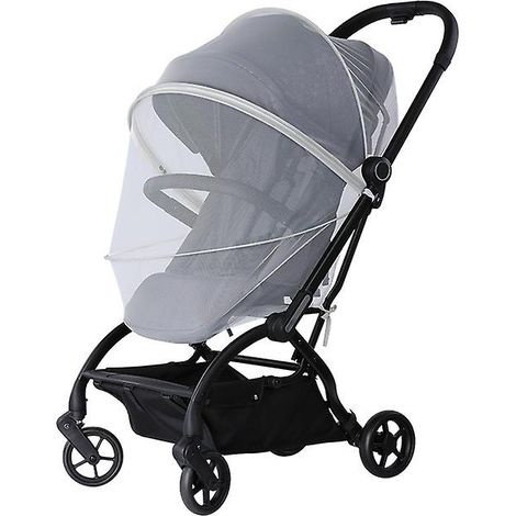Moustiquaire universelle pliable gris clair avec fermeture éclair à double sens pour poussette, siège auto, landau et nacelle (1/5)