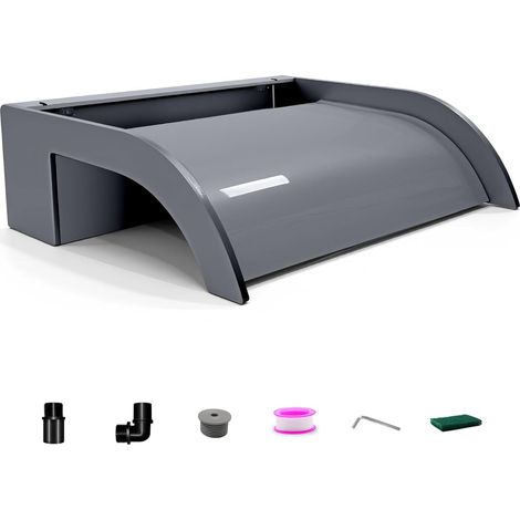 Kit de lames de cascade de bassin, fontaine de piscine en acrylique de 30 cm avec accessoires, largeur 20 cm, sortie incurvée pour décoration de jardin, terrasse, étang (1/5)