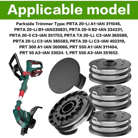 Bobine de fil de coupe 4 pièces pour Parkside PRTA 20-Li A1/B1/B2/C3, PRT 300 A1, PRT 550 A1/A3, diamètre : 1,6 mm, longueur : 8,3 (1/5)