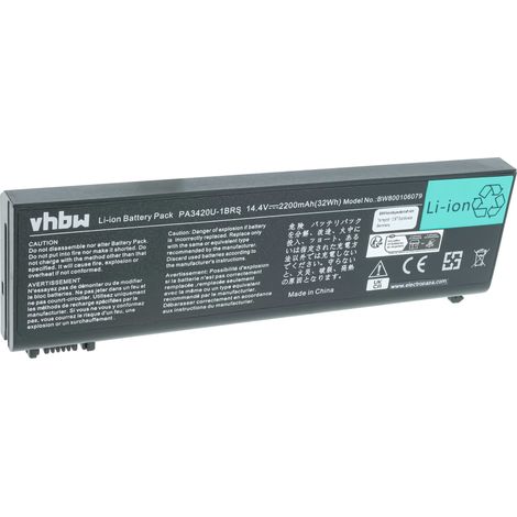 vhbw Akku Ersatz für Toshiba PABAS059, PA3506U-1BRS für Notebook (2200 mAh, 14,8 V, Li-Ion) (1/5)