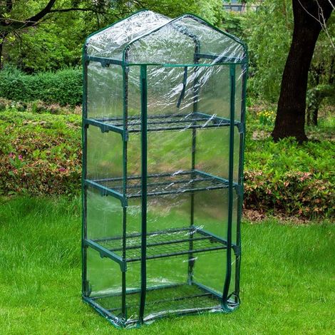 Housse de rechange étanche en PVC pour serre à 4 étages Transparent 69 x 49 x 92 cm (housse uniquement) (1/5)
