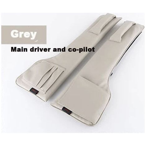 (2 pièces grises) Poches de rangement pour siège auto en cuir PU, organisateur de voiture, poche de rangement pour fente de siège auto, coussin anti-fuite, rembourrage doux (1/5)