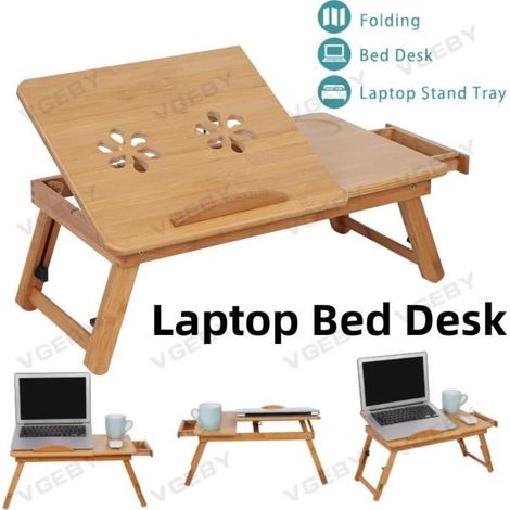 Table de Lit Support PC Ordinateur Portable Pliable en bambou,Marqueune Table Portable pour Ordinateur -BOH (1/4)