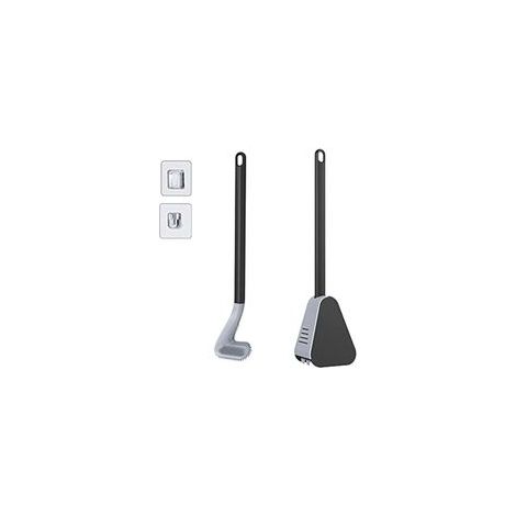 Golf-Toilettenbürste mit Halterung und Bürstenkopf, Silikon-Toilettenbürste mit langem Griff (Schwarz) (1/4)