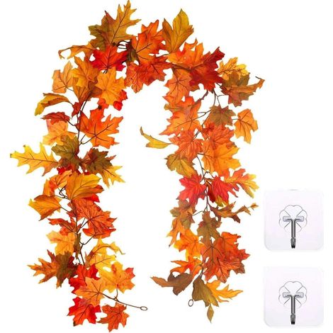 Künstliche Ahornblatt-Girlande 175 cm Herbstdeko mit Haken (1/5)