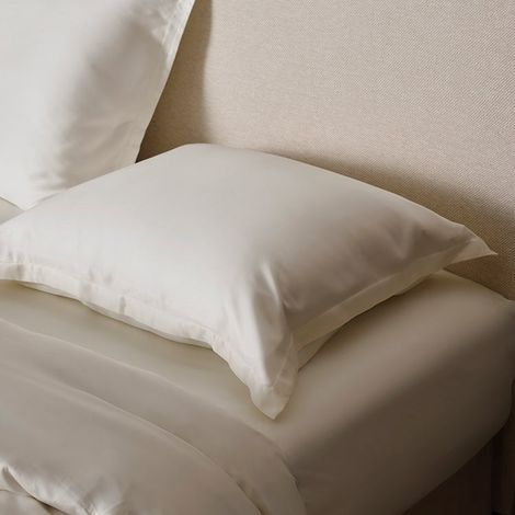 Housse de couette en satin de lyocell Lyocell blanc cassé, thermorégulatrice et douce - PANGIVO