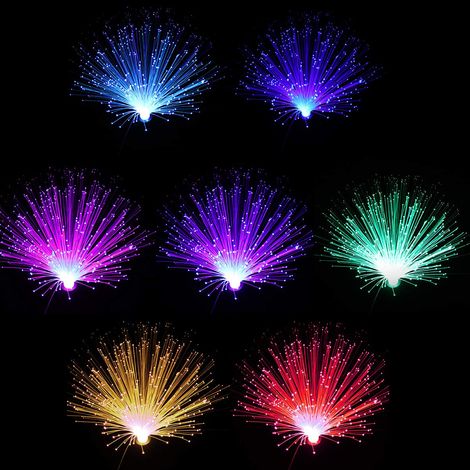 Lampe fibre optique LED colorée romantique, changeant de couleur, veilleuse décorative avec éclairage scintillant. (1/5)