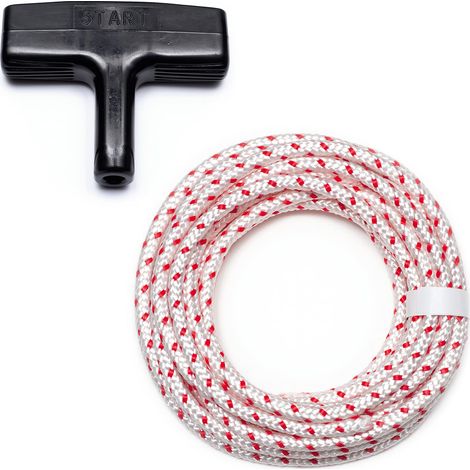 Corde de démarrage Rouge/Blanc 10 m + 1 poignée pour tronçonneuse, Tondeuse à Gazon, Outils de Jardin, matériel de Construction, Bateau, Corde tressée (5,5 mm x 10 m) (1/5)