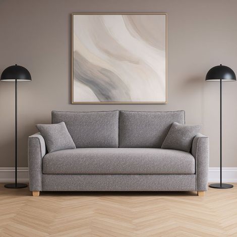Divano 3 posti Cosy con letto estraibile e contenitore in tessuto grigio 180x93x97H (1/5)
