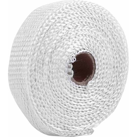 5m Ruban d'isolation thermique pour échappement auto, avec 4 attaches en acier inoxydable blanc. (1/5)