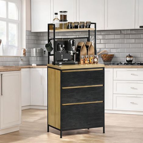 Buffet bois naturel en MDF 60 x 40 x 132 cm (1/5)