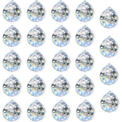 24pack 20mm Boule de Cristal Prisme Suspension Lustre Feng Shui Attrape-Soleil Mariage Maison Feng Shui Attrape-Soleil