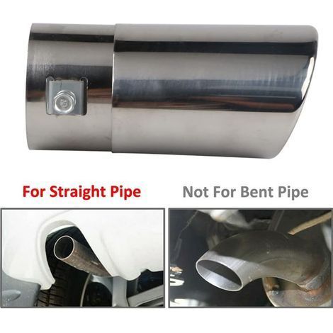 63mm Extrémités de Tuyau d'échappement Universel Embouts Silencieux D'éChappement Acier Inoxydable Voiture Silencieux Queue Unique Sortie Droit Argent (1/4)