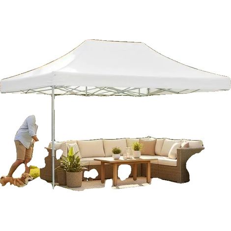 Tente de fête, auvent imperméable, installation facile en pop-up, BLANC (1/2)