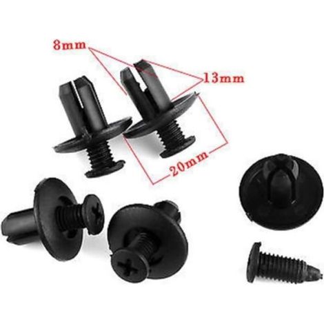 Clips Vis Universels - Fixation Plastique pour Automobile - Diamètre 8 mm - Lot de 10 (1/3)