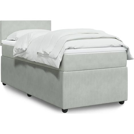 Boxspringbett mit Matratze Hellgrau 90x200 cm Samt vidaXL (1/5)