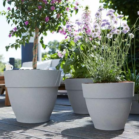 Pot de fleurs Ø30xH25cm en plastique recyclé - Elho® Gris (1/5)