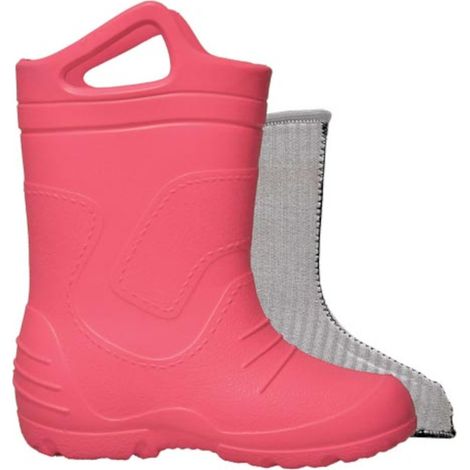 Kinder Gummistiefel gefüttert Regenstiefel mit Einstiegshilfe Pink 20/21