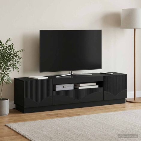 Irovami LED TV Stand Black Engineered Wood (1/5)