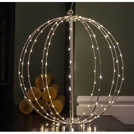 40cm White Metal Folding Christmas Ball with 156 Warm White LEDs (1/5)