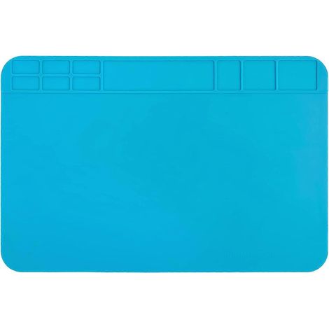 Tapis de travail en silicone, tapis de soudure en silicone, tapis de réparation en silicone, tapis de soudure résistant à la chaleur, pour la réparation de circuits imprimés, 30 x 20 cm, bleu (1/5)