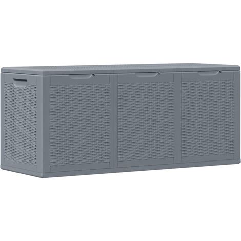 Boîte de rangement de jardin，Coffre de rangement gris PP rotin 270 L CFW296828 (1/5)
