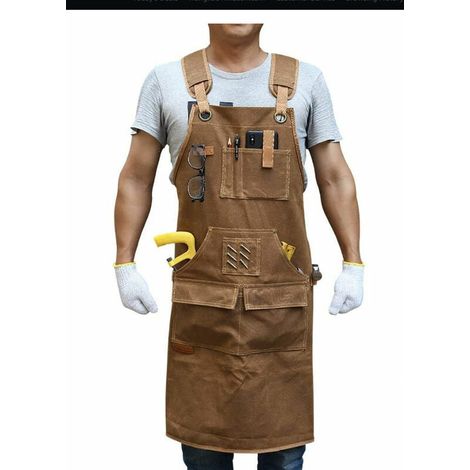 Tablier de travail avec 9 poches à outils en toile cirée robuste cadeau de charpentier pour homme (1/4)