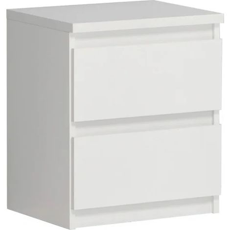 Table de chevet 2 tiroirs blanc mat - BENNY (1/4)