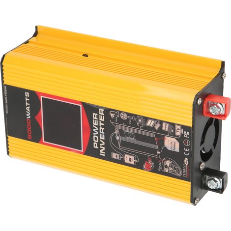 Onduleur solaire pour véhicule à onde sinusoïdale modifiée avec écran LCD et port USB 12 V vers 220 V (jaune) (1/5)