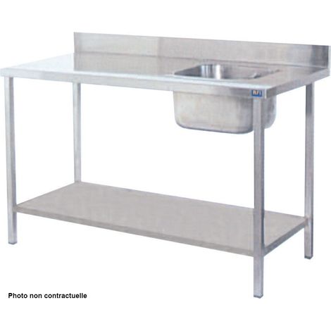 Table de Chef Inox Avec Bac à Droite - Gamme 700 - AFI Collin Lucy