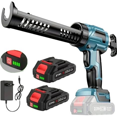 Pistolet à colle électrique sans fil, mécanisme anti-goutte, lumière LED intégrée, 2 Batterie Bleue (1/2)