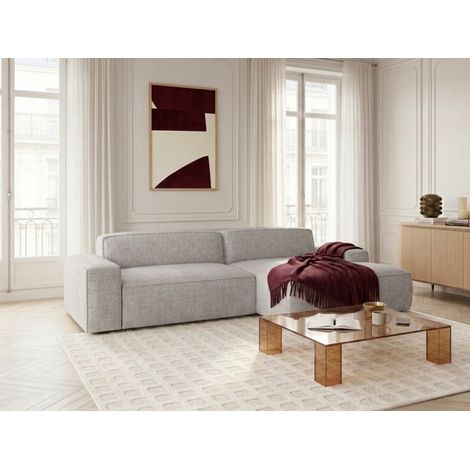 BOBOCHIC - Canapé d'angle convertible avance-recule électrique ABEL tissu chiné Angle droit Gris (1/5)