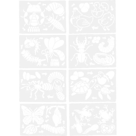 Gabarit de peinture ajouré pour enfants, motif cycle de vie des animaux, kit de dessin à faire soi-même, ensemble 3 (8 pièces) (1/5)