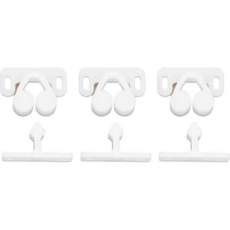 Lot de 3 loquets en plastique pour porte d'armoire de bateau Blanc (1/5)