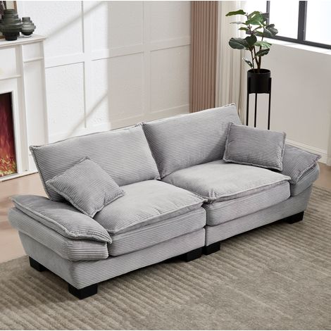 Sofá salón de terciopelo con asiento profundo y cojines OKMYHOME (1/5)