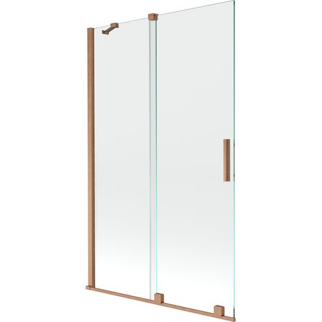 Mexen Velar écran de baignoire à 2 ailes coulissante 110 x 150 cm, transparent, Cuivre brossé - 896-110-000-01-65 (1/5)