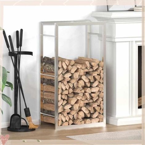 357860 Portant de bois de chauffage 50x28x94 cm acier inoxydable (1/5)