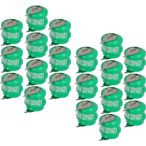 vhbw 20x NiMH Ersatz Knopfzellen-Akku Typ V40H 2-Pins 40mAh 2,4V kompatibel mit Modellbau-Akkus, Solar-Leuchten uvm.