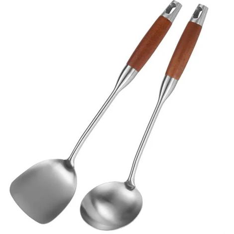 Spatule Wok - Cuillère À Soupe En Acier Inoxydable - Ustensiles Cuisine Chinoise - Ensemble 3 Pièces (1/5)
