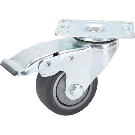 Roulette pivotante silencieuse et robuste en TPR avec frein, accessoire de remplacement pour chariot (1/5)