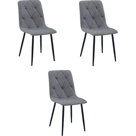 Chaise Libra - tissu gris foncé / pieds noirs x 3 (1/5)
