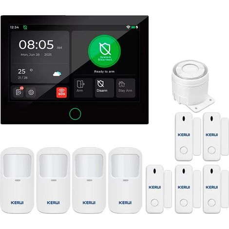 Hausalarmanlage, 7-Zoll-Touchscreen, drahtlose Konnektivität, Hausalarm 3, EU-Stecker (1/2)